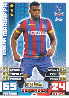 Adrian Mariappa Crystal Palace 2014/15 Topps Match Attax #75